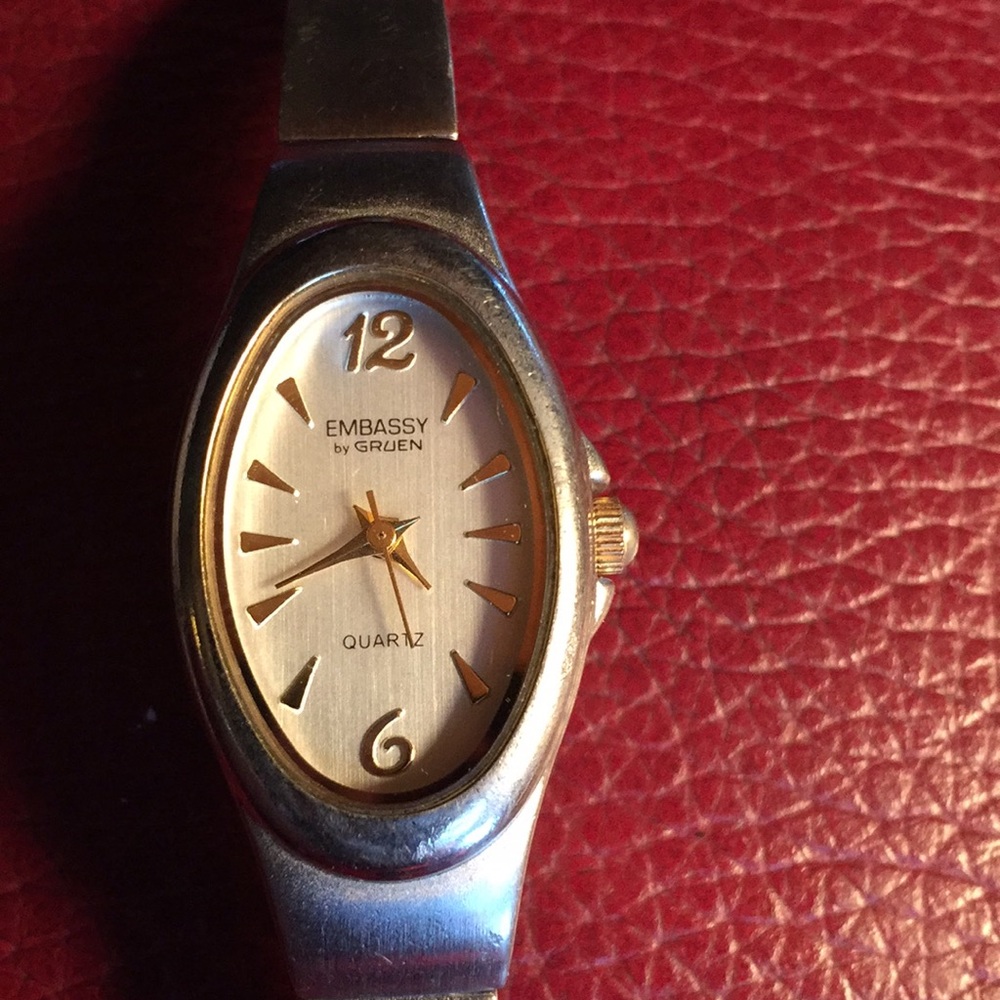 Embassy by Gruen brushed steel quartz watch